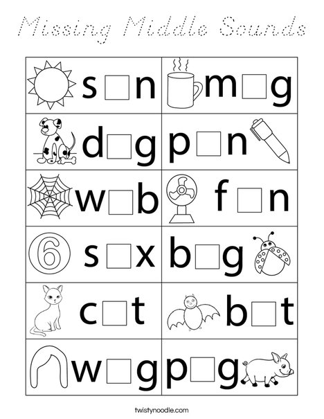 Missing Middle Sounds Coloring Page