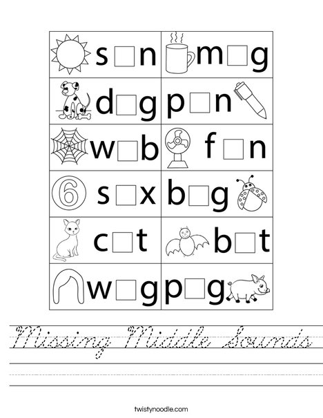 Missing Middle Sounds Worksheet