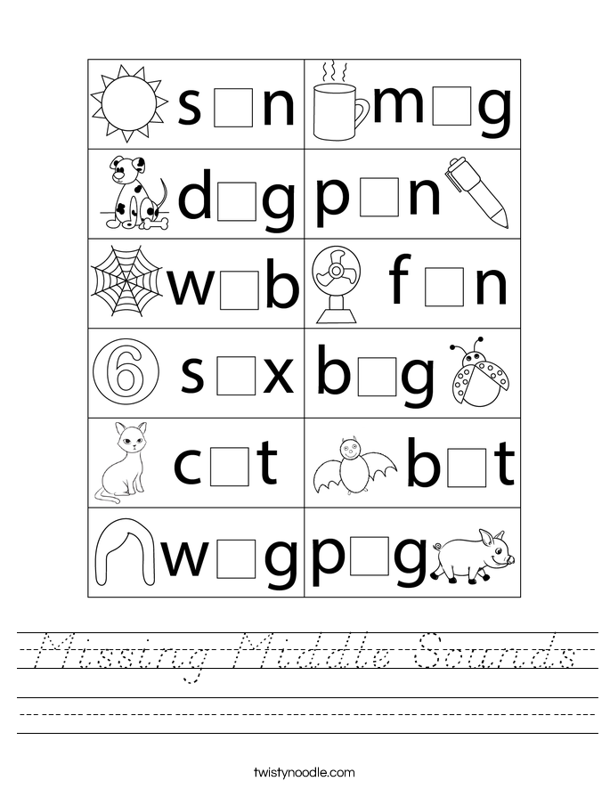 Missing Middle Sounds Worksheet