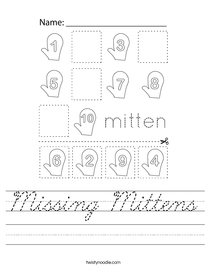 Missing Mittens Worksheet