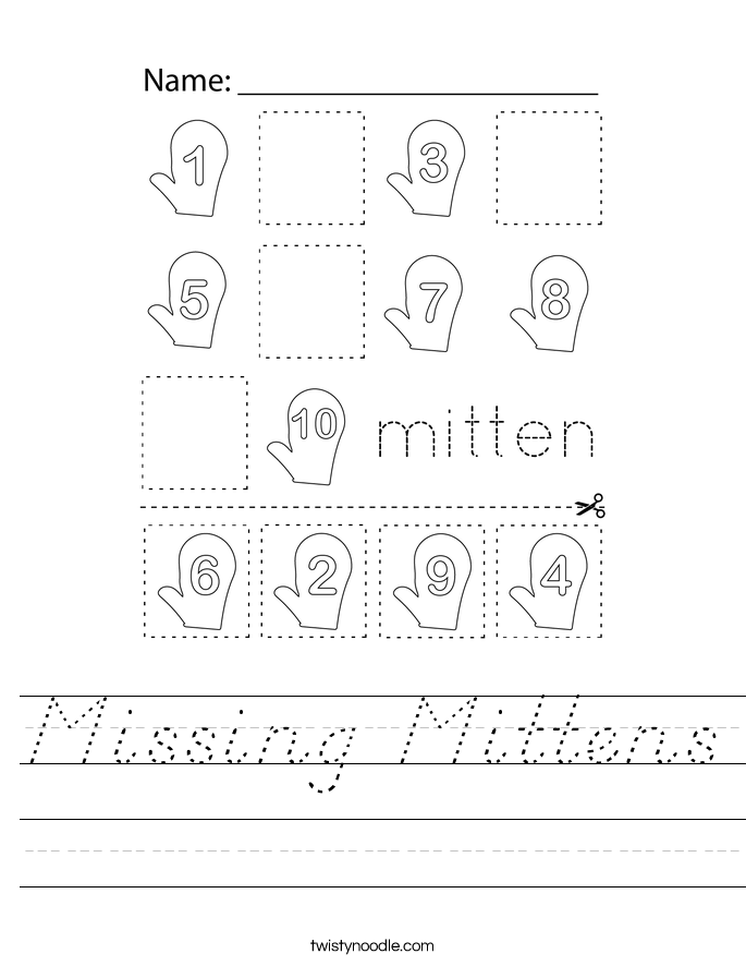 Missing Mittens Worksheet