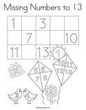 Missing Numbers to 13 Coloring Page