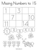 Missing Numbers to 15 Coloring Page