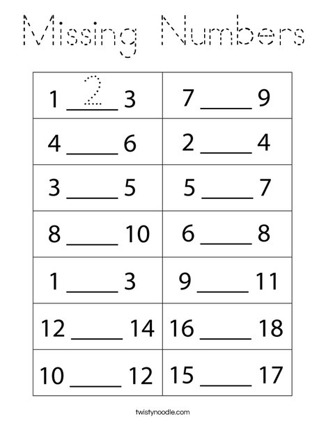 Missing Numbers Coloring Page