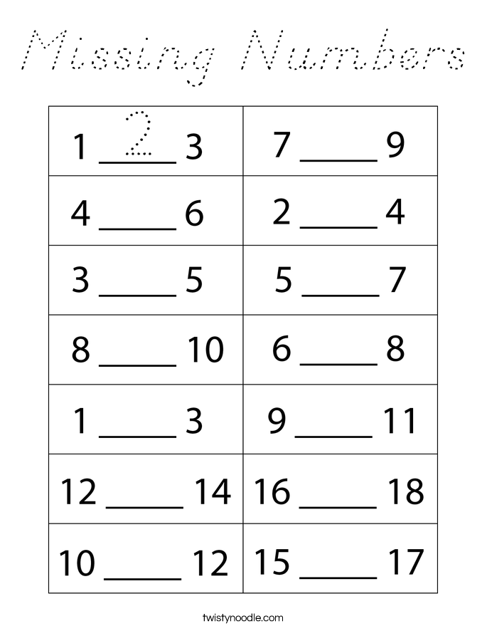 Missing Numbers Coloring Page