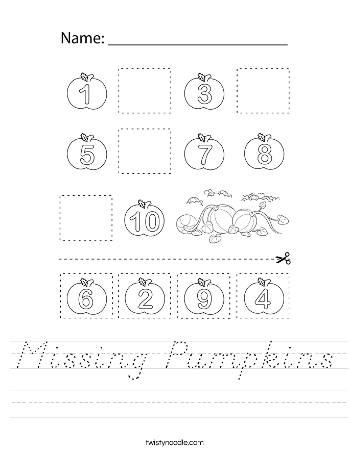 Missing Pumpkins Worksheet