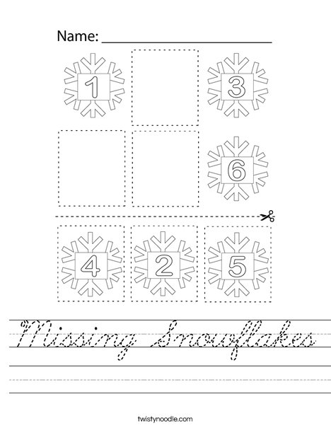 Missing Snowflakes Worksheet