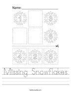 Missing Snowflakes Handwriting Sheet