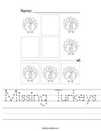 Missing Turkeys Handwriting Sheet