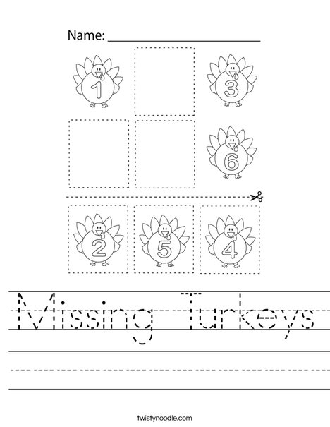 Missing Turkeys Worksheet