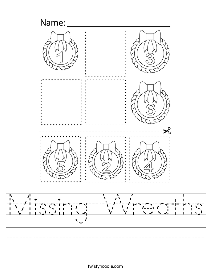 Missing Wreaths Worksheet