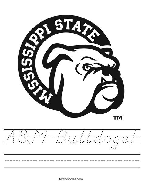 Mississippi State Bulldog Worksheet