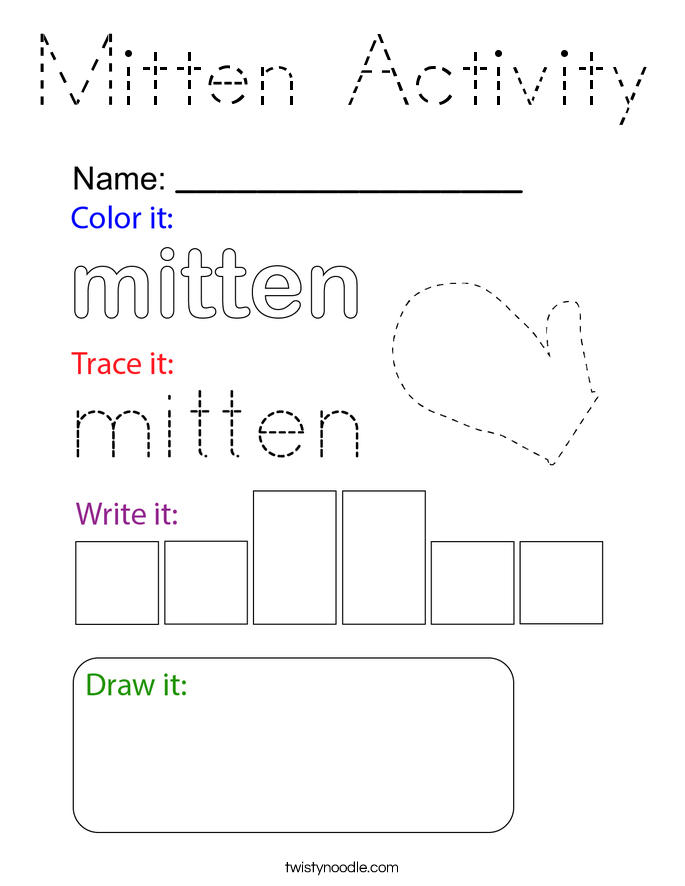 Mitten Activity Coloring Page