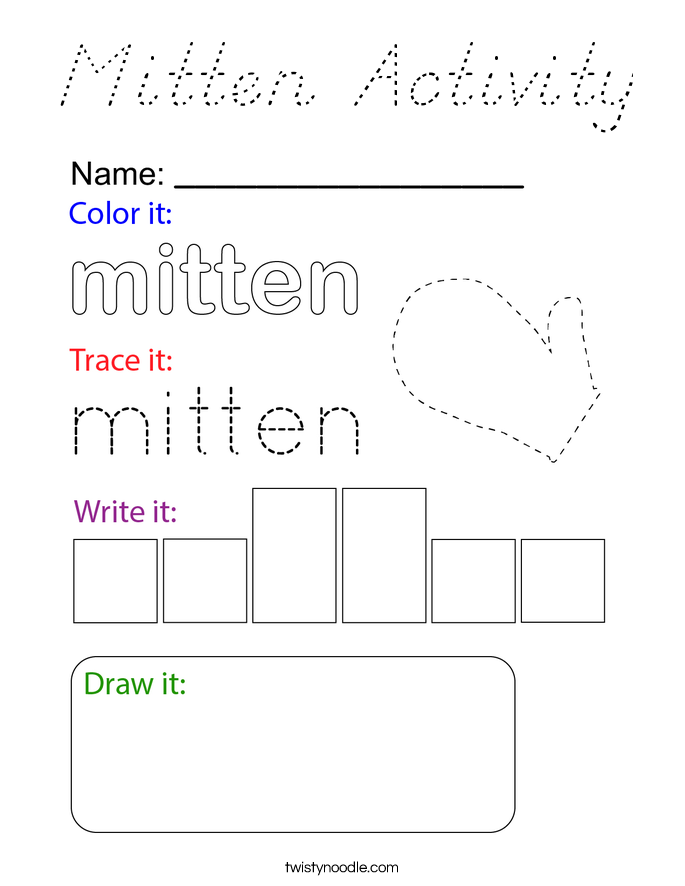 Mitten Activity Coloring Page