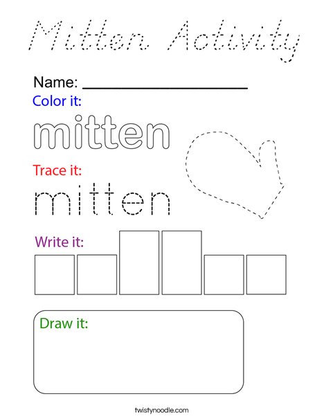 Mitten Activity Coloring Page