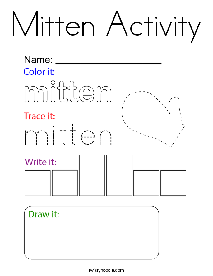 Mitten Activity Coloring Page