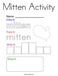 Mitten Activity Coloring Page