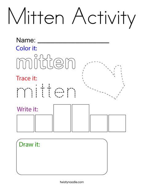 Mitten Activity Coloring Page