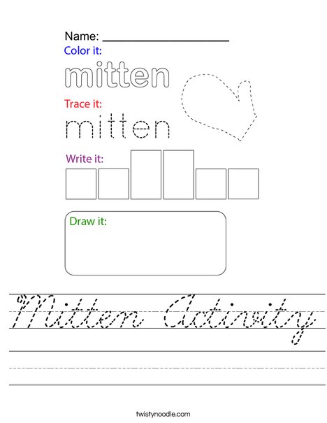 Mitten Activity Worksheet