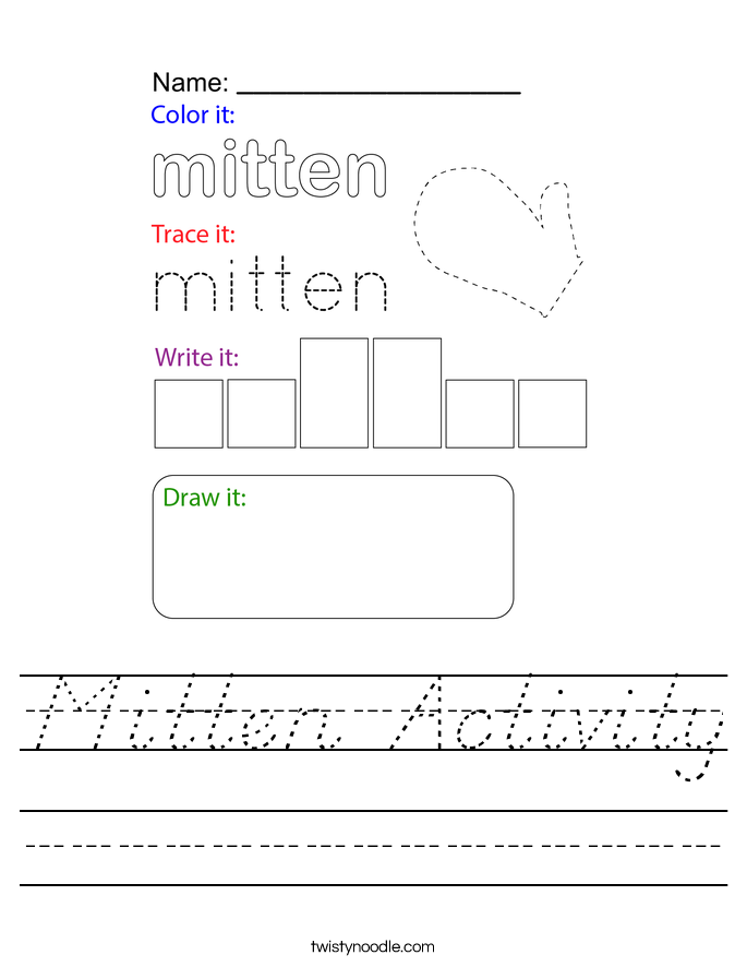 Mitten Activity Worksheet