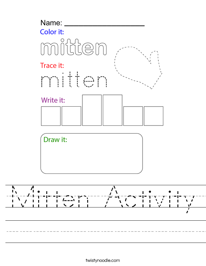 Mitten Activity Worksheet