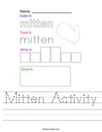 Mitten Activity Handwriting Sheet