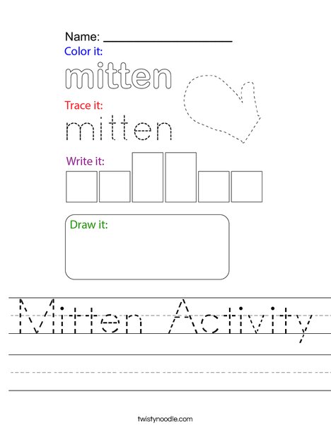 Mitten Activity Worksheet
