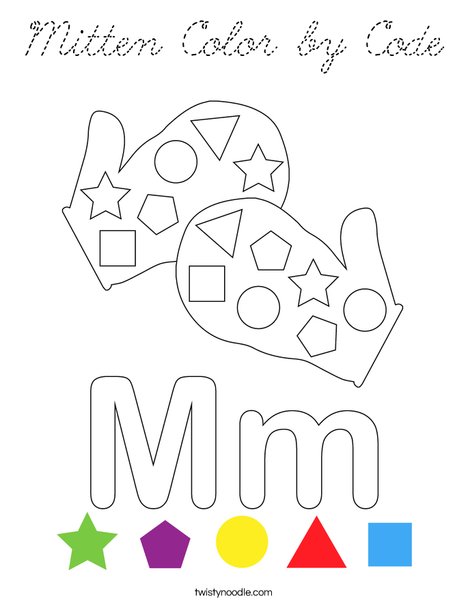Mitten Color by Code Coloring Page