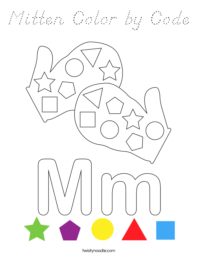 Mitten Color by Code Coloring Page