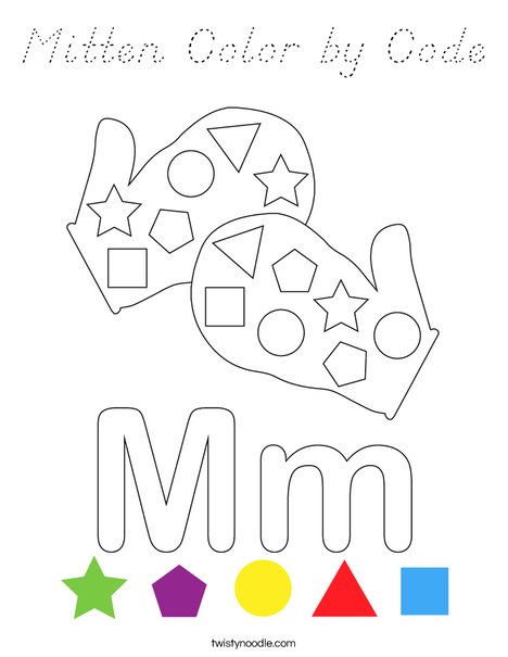 Mitten Color by Code Coloring Page