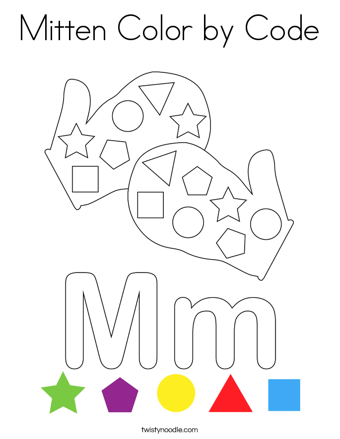 Mitten Color by Code Coloring Page