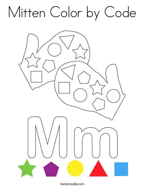 Mitten Color by Code Coloring Page