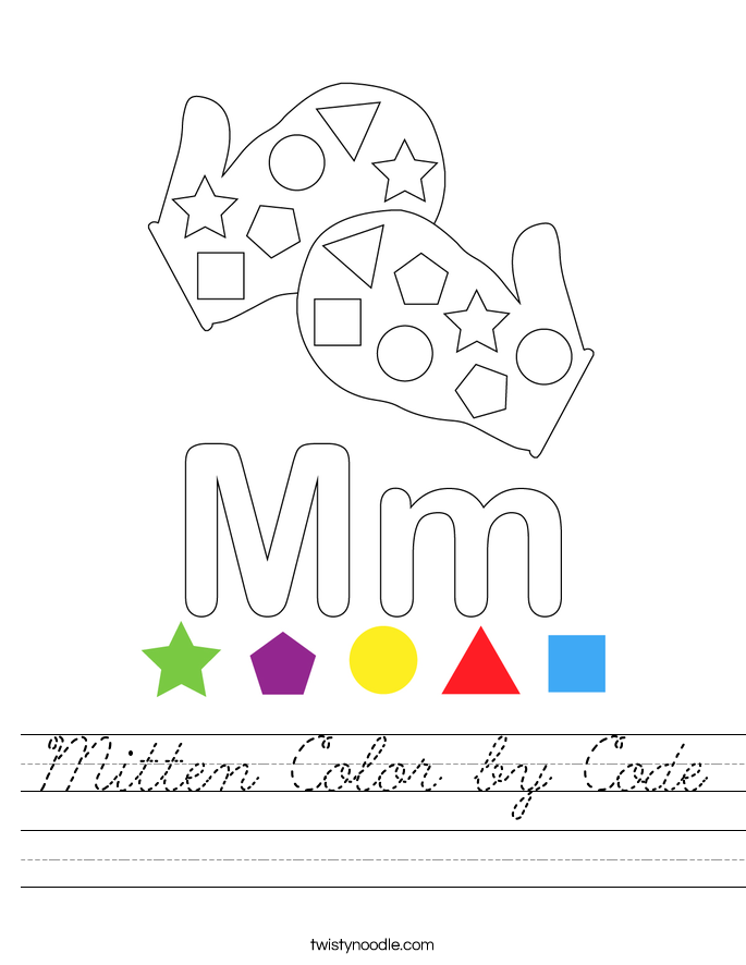 Mitten Color by Code Worksheet