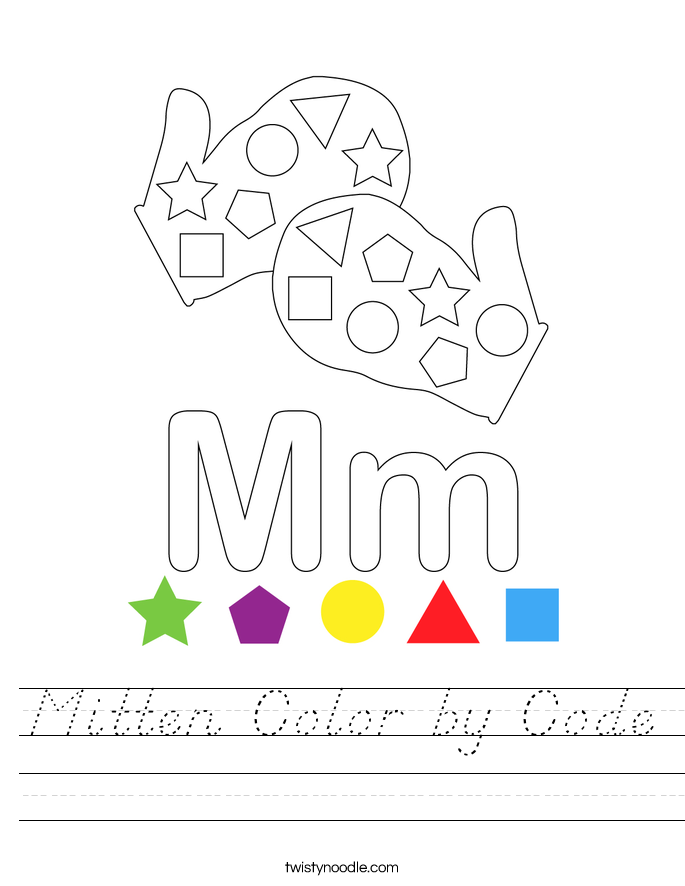 Mitten Color by Code Worksheet