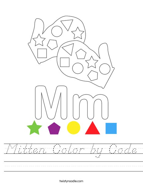 Mitten Color by Code Worksheet