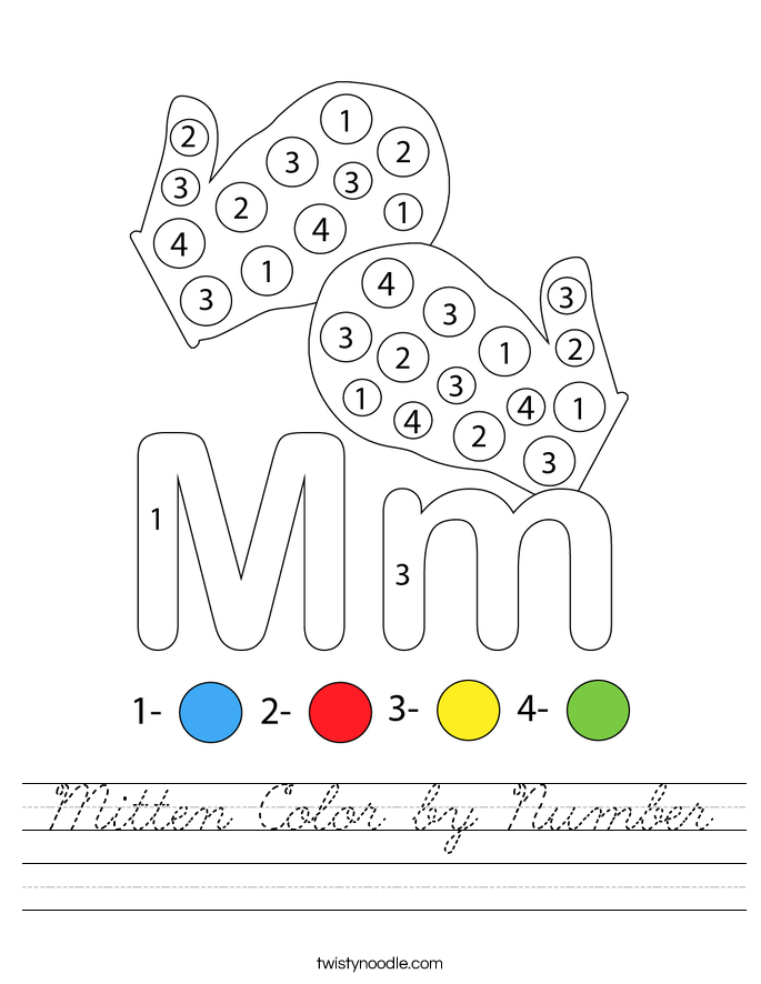 Mitten Color by Number Worksheet
