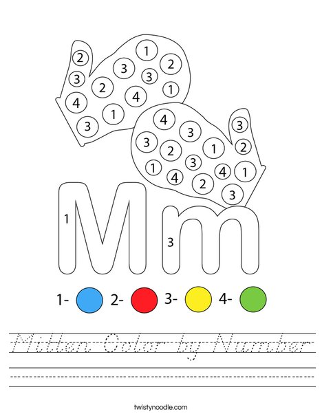 Mitten Color by Number Worksheet