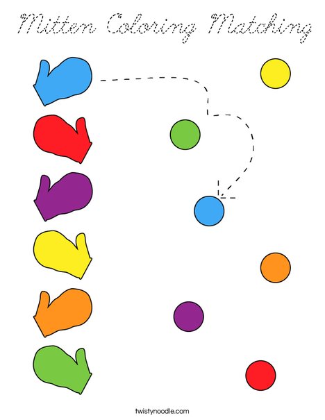Mitten Coloring Matching Coloring Page