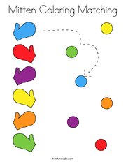 Mitten Coloring Matching Coloring Page