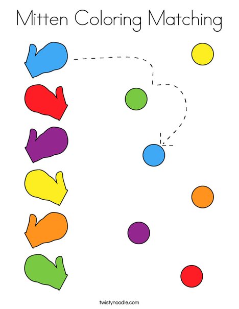 Mitten Coloring Matching Coloring Page