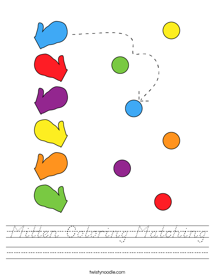 Mitten Coloring Matching Worksheet