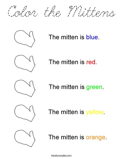 Mitten Colors Coloring Page