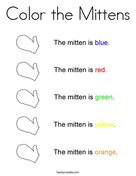 Mitten Colors Coloring Page