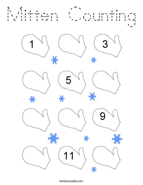Mitten Counting Coloring Page