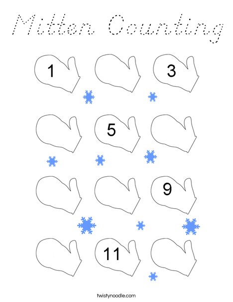 Mitten Counting Coloring Page