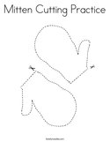 Mitten Cutting Practice Coloring Page