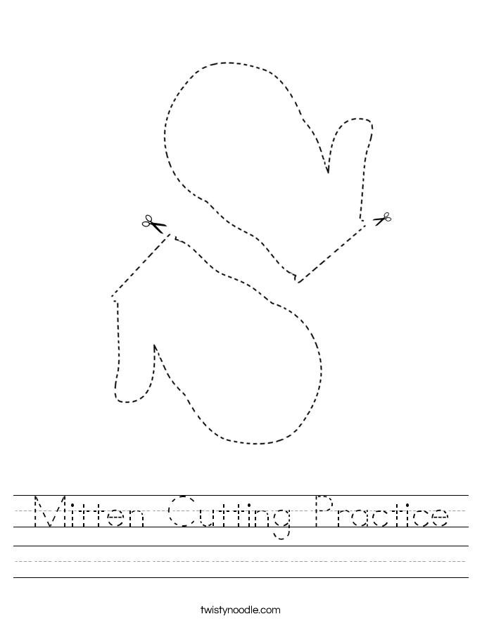 Mitten Cutting Practice Worksheet