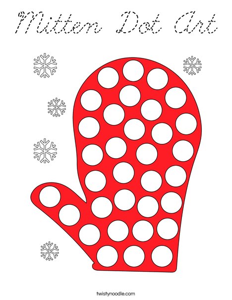 Mitten Dot Art Coloring Page