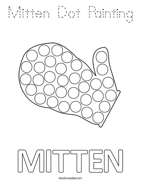 Mitten Dot Painting Coloring Page