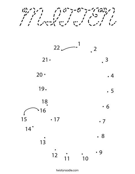 Mitten Dot to Dot Coloring Page